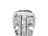 Platinum Fancy Green Princess Cut Brilliant Milgrain Filigree Diamond Ring with Square Prong Setting_23