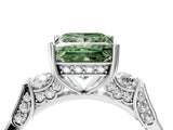 Platinum Fancy Green Princess Cut Brilliant Three-Stone Pave Band with Four-Prong Setting_10