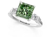 Platinum Fancy Green Princess Cut Brilliant Three-Stone Pave Band with Four-Prong Setting_7