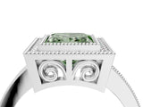 Platinum Fancy Green Princess Cut Cut Halo Pavé Diamond Ring_16
