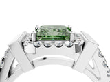 Platinum Fancy Green Princess Cut Cut Halo Split Shank Prong Set Ring_10