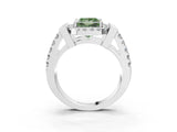 Platinum Fancy Green Princess Cut Cut Halo Split Shank Prong Set Ring_9