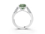 Platinum Fancy Green Princess Cut Diamond Channel Set Solitaire Ring with Four-Prong Setting_58