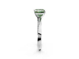 Platinum Fancy Green Princess Cut Diamond Engagement Ring with Side Stone Accents and Four-Prong Setting_14