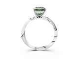 Platinum Fancy Green Princess Cut Diamond Engagement Ring with Side Stone Accents and Four-Prong Setting_15