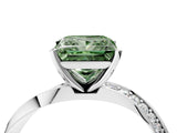 Platinum Fancy Green Princess Cut Diamond Engagement Ring with Side Stone Accents and Four-Prong Setting_16