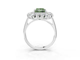 Platinum Fancy Green Princess Cut Diamond Floral Double Halo Engagement Ring with Prong Setting_45