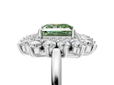 Platinum Fancy Green Princess Cut Diamond Floral Double Halo Engagement Ring with Prong Setting_47