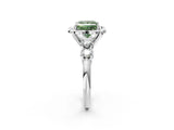 Platinum Fancy Green Princess  Cut Diamond Floral Halo Engagement Ring with Shared Prong Setting 3