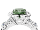 Platinum Fancy Green Princess  Cut Diamond Floral Halo Engagement Ring with Shared Prong Setting 5