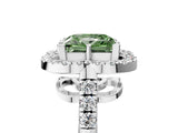 Platinum Fancy Green Princess Cut Diamond Floral Halo Split Shank Prong Setting Ring_11