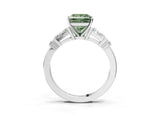 Platinum Fancy Green Princess  Cut Diamond Ring with Baguette Side Stones, Channel Set Band, and Four-Prong Setting_27