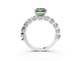 Platinum Fancy Green Princess Cut Diamond Side Stone Engagement Ring with Four-Prong Setting_3