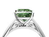 Platinum Fancy Green Princess Cut Diamond Solitaire Engagement Ring with Cathedral Setting and Four-Prong Mount_4
