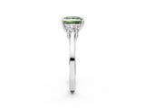 Platinum Fancy Green Princess Cut Diamond Three-Stone Engagement Ring with Prong Setting and Pavé Band_14