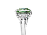 Platinum Fancy Green Princess Cut Diamond Three-Stone Engagement Ring with Prong Setting and Pavé Band_17