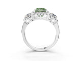 Platinum Fancy Green Princess Cut Diamond Three-Stone Halo Ring with Prong Setting and Pavé Accents_15