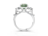 Platinum Fancy Green Princess Cut Diamond Three-Stone Ring with Prong Setting and Pavé Band_15