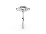 Platinum Fancy Green Princess Cut Halo Diamond Cluster Ring with Marquise and Round Stones on a White Gold Band with Prong Setting_2