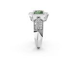 Platinum Fancy Green Princess Cut Halo Diamond Engagement Ring with Pave Split Shank and Four-Prong Setting_38