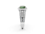 Platinum Fancy Green Princess Cut Halo Diamond Split Shank Ring with Prong Setting_14