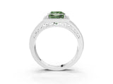 Platinum Fancy Green Princess Cut Halo Diamond Split Shank Ring with Prong Setting_15