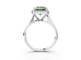Platinum Fancy Green Princess  Cut Halo Solitaire Engagement Ring with Square Band and Four-Prong Setting_15