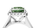 Platinum Fancy Green Princess  Cut Halo Solitaire Engagement Ring with Square Band and Four-Prong Setting_16