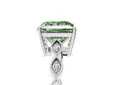 Platinum Fancy Green Princess Cut Solitaire Diamond Ring with Infinity Twist Band and Four-Prong Setting_11
