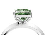 Platinum Fancy Green Princess  Cut Solitaire Engagement Ring with Flat Band and Four-Prong Setting 5