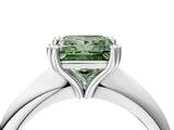 Platinum Fancy Green Princess  Cut Solitaire Engagement Ring with Tapered Band and Four-Prong Setting 5