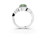 Platinum Fancy Green Princess Cut Solitaire Intertwined Band Prong Setting Ring_9