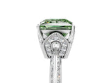 Platinum Fancy Green Princess Cut Solitaire Split Shank Pave Diamond Engagement Ring with Four-Prong Setting_11