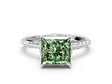 Platinum Fancy Green Princess Cut Solitaire Split Shank Pave Diamond Engagement Ring with Four-Prong Setting_60