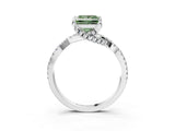 Platinum Fancy Green Princess Cut Solitaire Twist Pave Diamond Engagement Ring with Prong Setting_45
