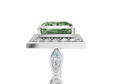 Platinum Fancy Green Princess  Halo Diamond Engagement Ring with Twisted Band and Four-Prong Setting 5