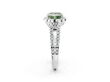 Platinum Fancy Green Princess  Halo Diamond Floral Split Shank Engagement Ring 2