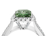 Platinum Fancy Green Princess  Halo Round Diamond Pave Band with Prong Setting 5