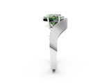 Platinum Fancy Green Princess  Solitaire Diamond Engagement Ring with Pave Band and Four-Prong Setting 3