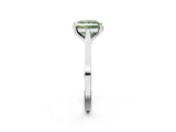Platinum Fancy Green Princess  Solitaire Diamond Ring with Four-Prong Setting and Tapered Band 2