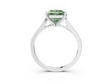 Platinum Fancy Green Princess  Solitaire Diamond Ring with Four-Prong Setting and Tapered Band 3