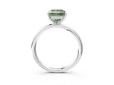 Platinum Fancy Green Princess  Solitaire Diamond Ring with a Classic Band and Four-Prong Setting 4