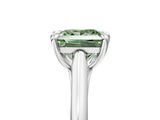 Platinum Fancy Green Princess  Solitaire Engagement Ring with Six-Prong Setting and Classic Band