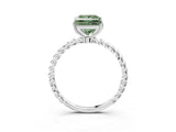 Platinum Fancy Green Princess  Solitaire Twist Band Ring with Four-Prong Setting_3
