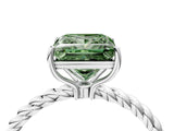 Platinum Fancy Green Princess  Solitaire Twist Band Ring with Four-Prong Setting_4