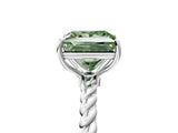 Platinum Fancy Green Princess  Solitaire Twist Band Ring with Four-Prong Setting_5