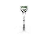 Platinum Fancy Green Princess  Solitaire Twist Band Six-Prong Setting 3