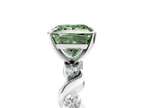 Platinum Fancy Green Princess  Solitaire Twisted Band with Prong Setting 1