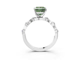 Platinum Fancy Green Princess  Solitaire Twisted Band with Prong Setting 5