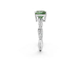 Platinum Fancy Green Princess  Solitaire Twisted Pave Diamond Ring with Four-Prong Setting_2